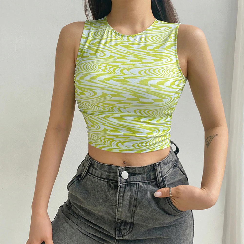 

Майка Базовая облегающая без рукавов, модная одежда для праздника, дышащий топ из спандекса и полиэстера в клетку, весна-лето