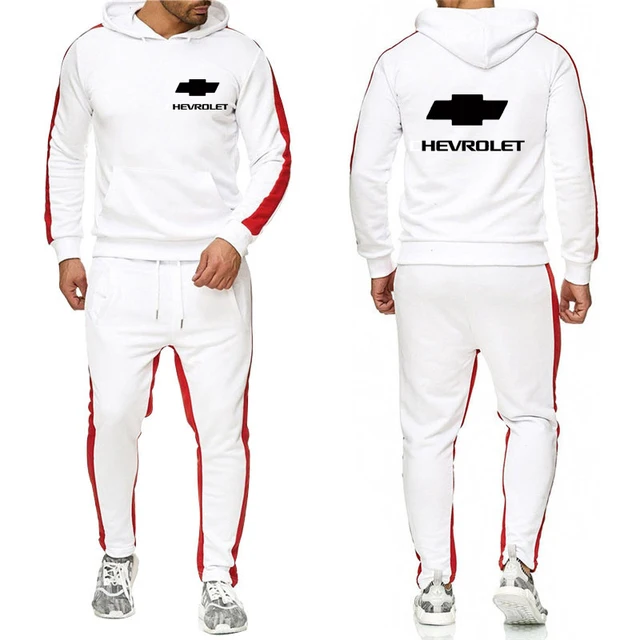 

New Spring Autumn Mens Hoodies Sportssuit Chevrolet Car Logo Fashion pullover+Pants 2Pcs High Quality Harajuku Sporting Suit