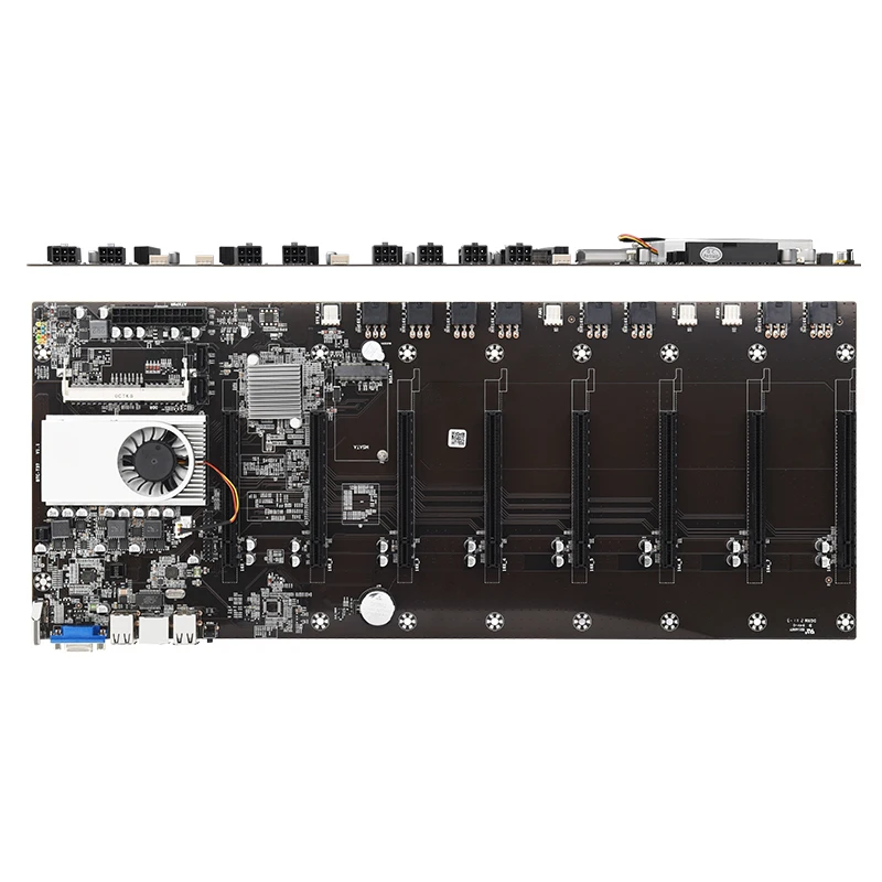Preise Bergbau Motherboard Mit CPU Und FAN 8 GPU Slots DDR3 Speicher Mit 8 * Grafikkarte Integrierte VGA Low Power Verbrauch Exquisite
