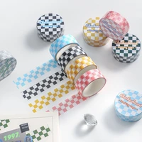 1pc colorful grid journaling bullet washi tape single adhesive tape diy scrapbooking stickers label masking tape stationery