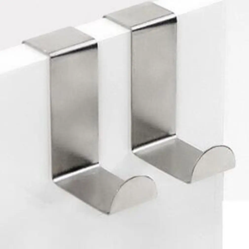 

2PCS Door Hook Stainless Cabinet Clothes Hanger Kitchen Organizer Cozinha Storage Organizer Rack Holder Tools Hot