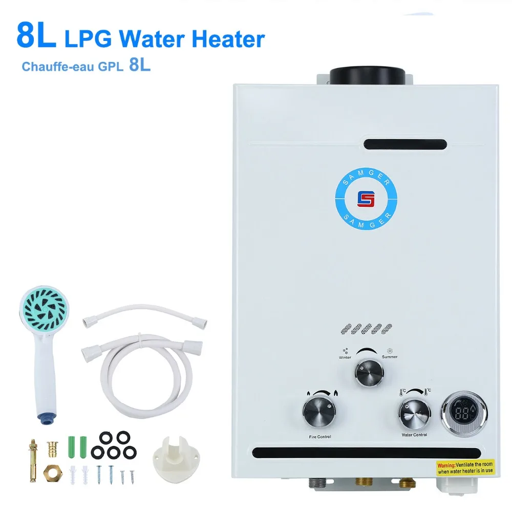 

Honhill Propane LPG Water Heater Shower 8/12L Hot&Cold Tankless Instant Water Heater Boiler with Shower Head CE / ISO approved
