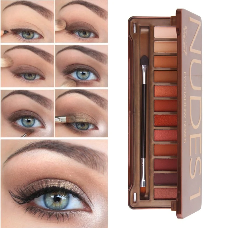 Палитра теней для век 12 цветов палитра бальзам блеск пигмент матовая Палетка