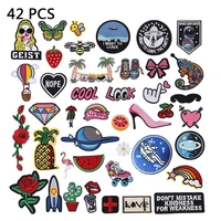 42pcslot fruit bee embroidery patch cloth iron on patches for clothing aerospace stickers flower fruit badge patches diy