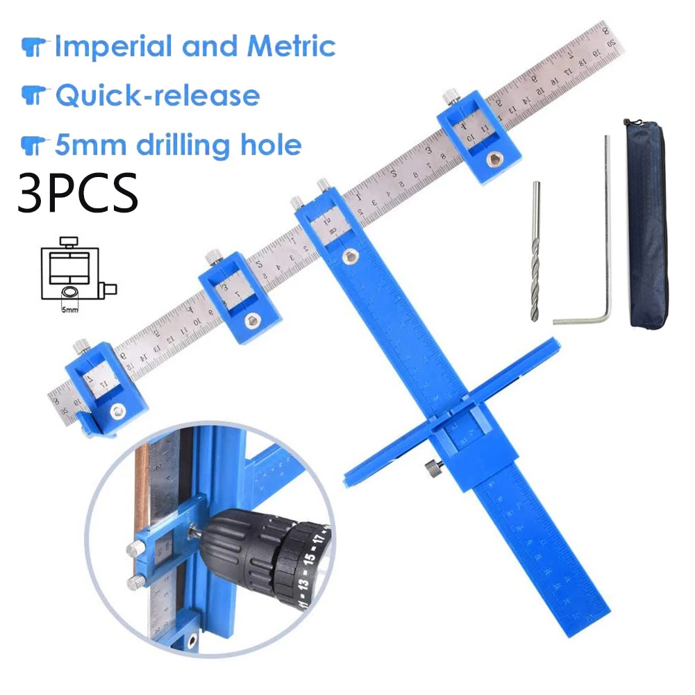 

Drill Bit Woodworking Locator Tool Positioning Device Drill Guide Ruler Punch Home Garden Supplies