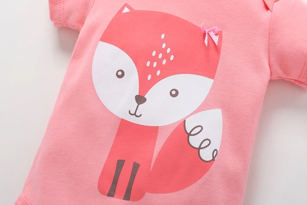 New Baby Rompers Short Sleeve Rabbit Printed Cotton Floral Overalls Newborn Clothes Roupas De Bebe Boys Girls Jumpsuit&clothing