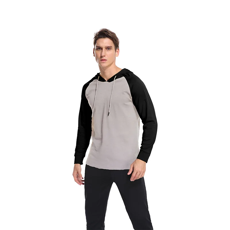 

2021 Spring Summer New Long Sleeve T- shirt Men Matching Color Cotton Cap Tops Plus Size High Quality t-shirts Wholesales V218