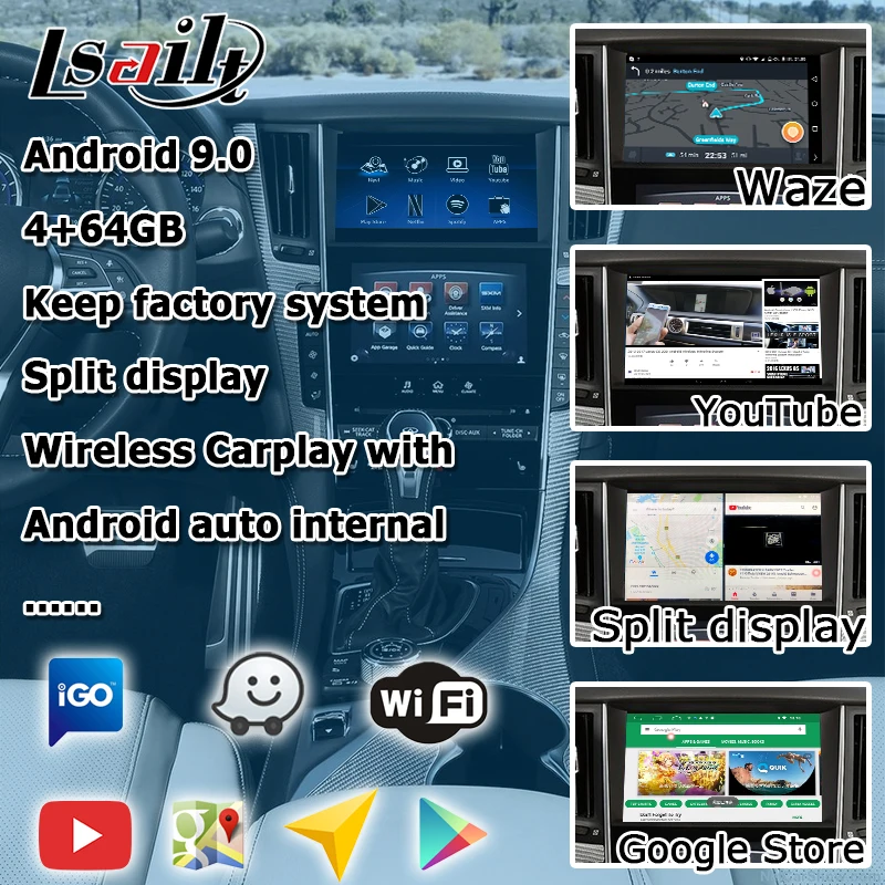 Интерфейс Android / carplay для Infiniti Q50 Q60 видеоинтерфейс с GPS навигацией youtube waze Яндекс. by