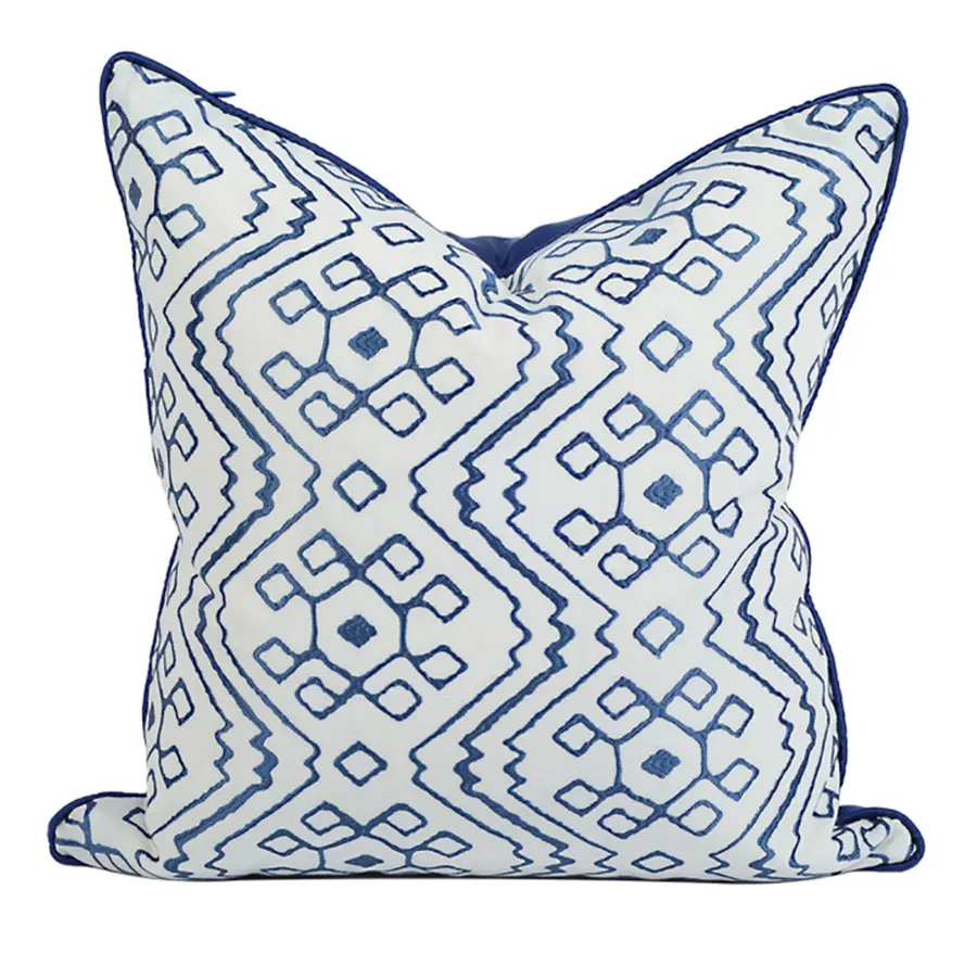 

Модная синяя декоративная подушка в абстрактном стиле с геометрическим рисунком/Чехол almofadas 45, европейская Современная искусственная Поду...