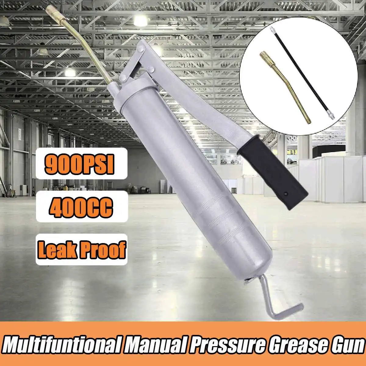 

9000PSI 400cc High Pressure Manual Grease Gun Heavy Duty Pistol Grip Handle with 14Oz for Car Industrial Marine Farming