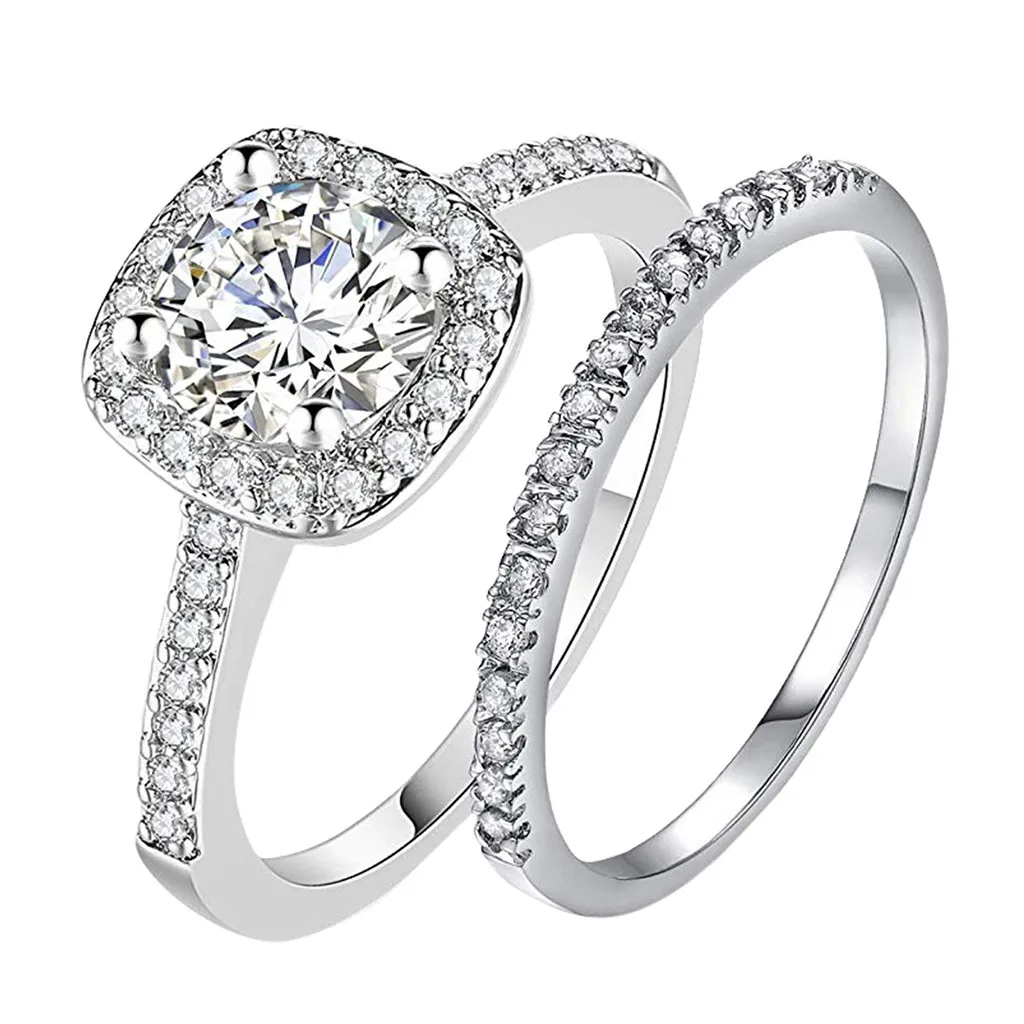 Bridal Sets Rings for women Silver Gold Wedding Engagement Eternity Girls Ring Set With Gift box | Украшения и аксессуары