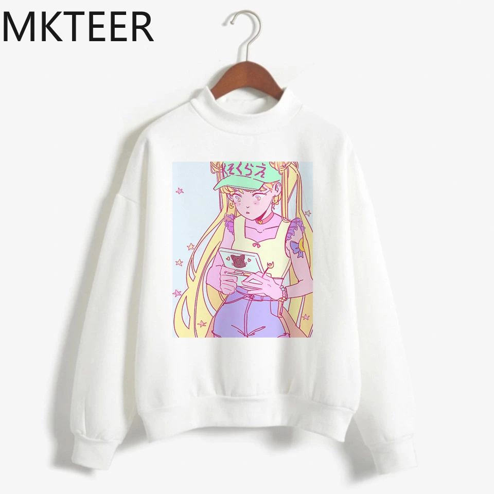 

2020 Sailor Moon Kawaii Harajuku Hoodies Warm Usagi Cartoon 90s Autumn Winter Sweatshirts Ullzang Korean Style Hoody Female