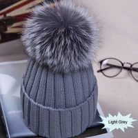 winter new women pom pom beanies warm knitted bobble girl fur pompom hats real raccoon fur pompon casual hat cap