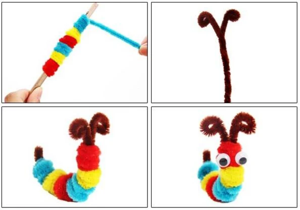 

Plush Stick / Pompoms / Googly Wiggle Eyes Rainbow Colors Shilly-Stick Educational DIY Toys Art Craft Toys for Children GYH