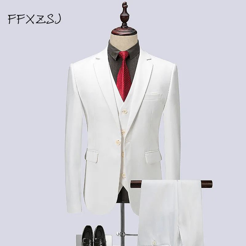 Куртка + жилет брюки новый стиль весна 2019 высококачественные мужские костюмы в