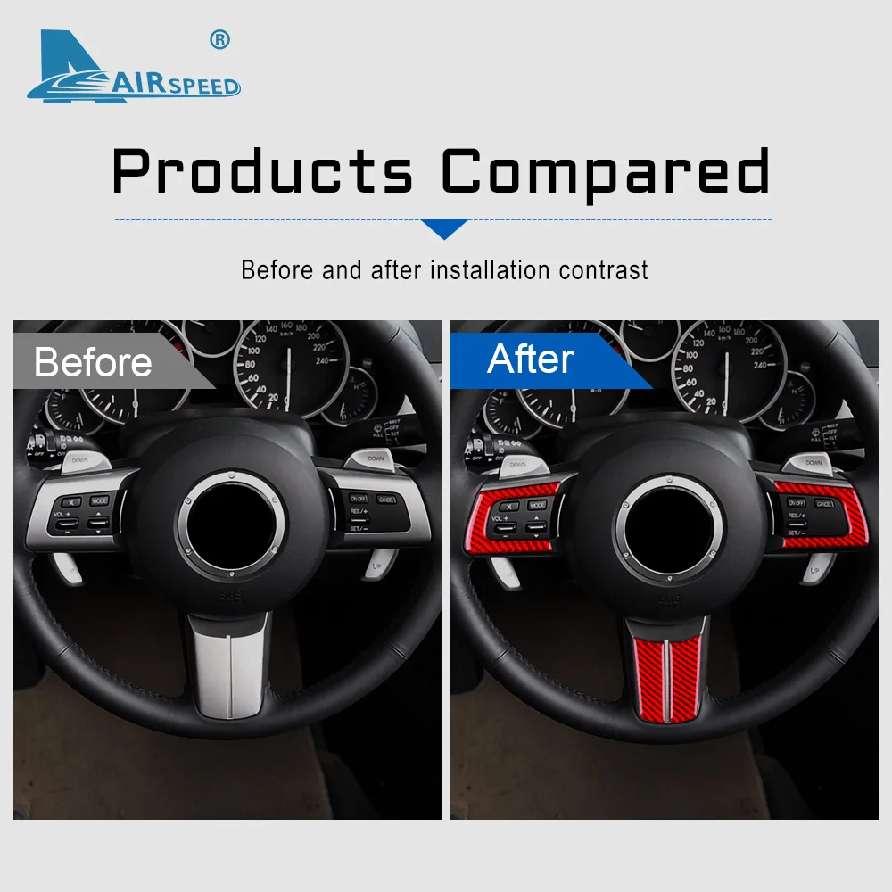 

Carbon Fiber for Mazda MX-5 MIATA MX5 2009 2010 2011 2012 2013 2014 2015 Accessories Interior Trim Steering Wheel Cover Sticker