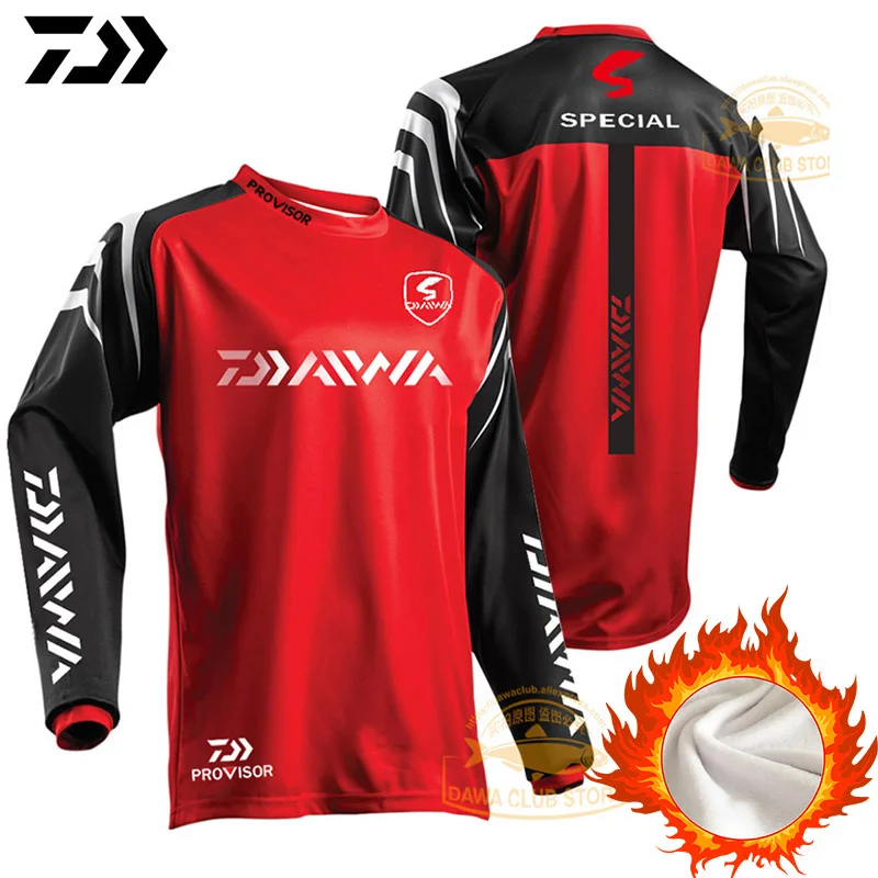 Thermal Fishing Sweater DAWA Fishing Sweatshirt Thicken Winter Fleece Fishing Jersey Long Sleeve Thermal Underwear Sweater
