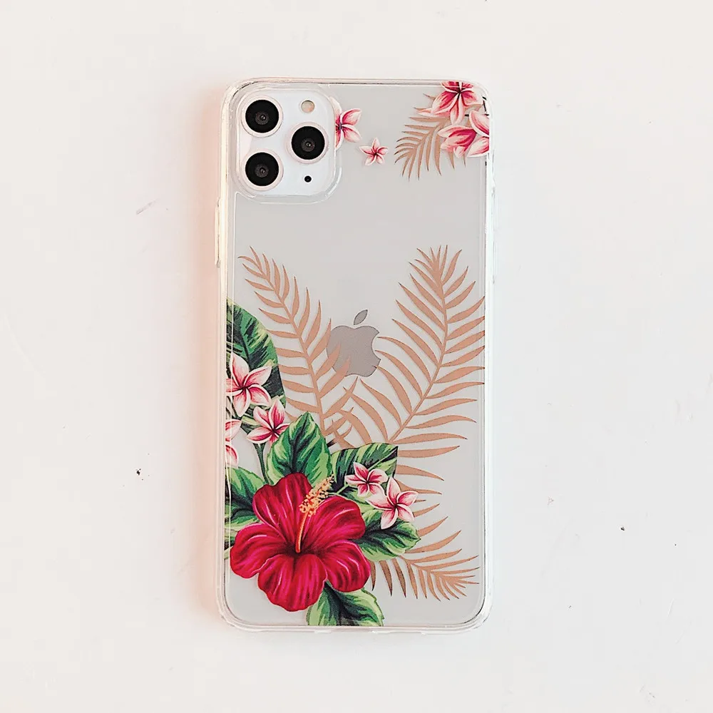 Netarlier Золотой хром Листья красные цветы чехол для телефона iPhone 11Pro Max Xsmax XR 7Plus XS 7 8