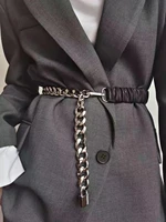 internet celebrity same style street fashion belt wild lock belt elastic metal chain stitching waist seal
