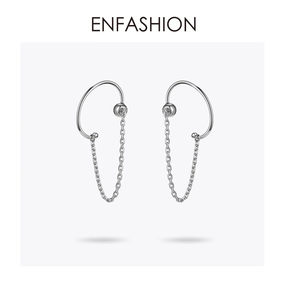 ENFASHION панк с-образная цепочка, серьги-гвоздики для женщин, золотой цвет, минималистичные серьги-манжеты для ушей, модные ювелирные изделия E191091 - Окраска металла: Silver color