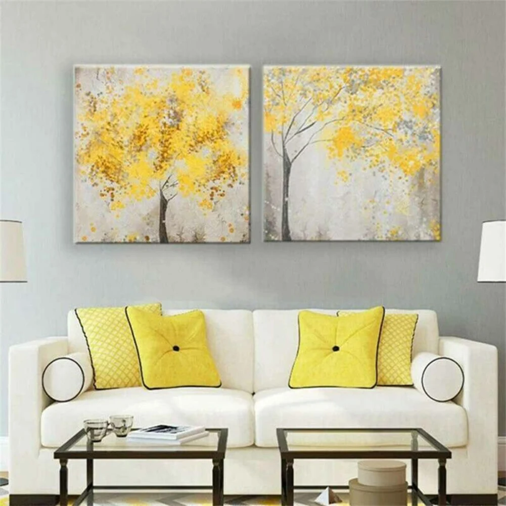 

Home Canvas Pictures Decoration Office 2Pcs/Set Yellow Flowers Tree Canvas