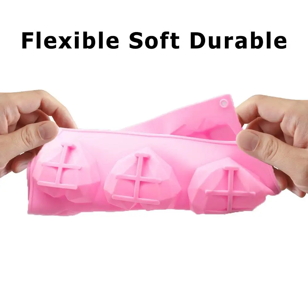 6 cavity Алмаз Любовь силиконовая форма для выпечки тортов 3D сердце Форма Fondant