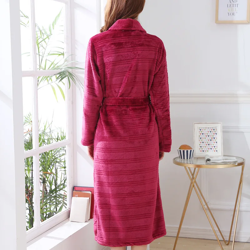 

Women Flannel Nightgown Robe Sleepwear Kimono Bath Dress Gown Autumn Winter Warm Kimono Robe