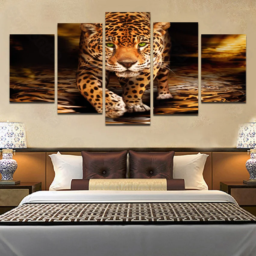 

Frameless Painting Animal Leopard Hunting Hammock Personality Simple Style Modern Living Room Home Decoration Art Wallpaper Wall