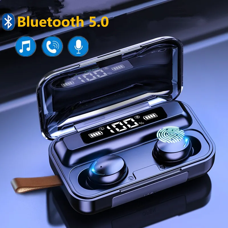 

TWS Bluetooth Earphones 2200mAh Charging Box Wireless esrphone 9D Stereo Sports Waterproof Earbuds Headsets With Microphone