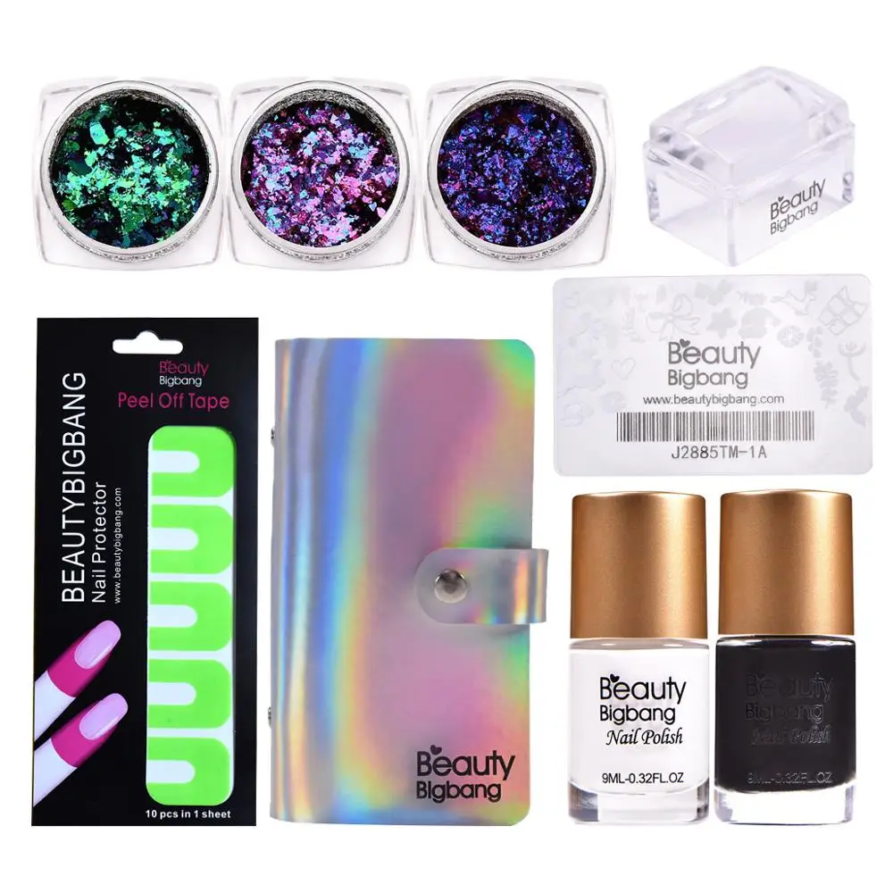 BEAUTYBIGBANG 12 шт. пластины для стемпинга с блестками ногтей полировкой стемпером