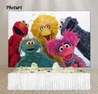 PHOTURT с героями Улица Сезам для детской фотосъемки День рождения фон для фотосъемки с изображением Коржик с принтом Элмо Виниловый фон для фото плакат реквизиты-украшения
