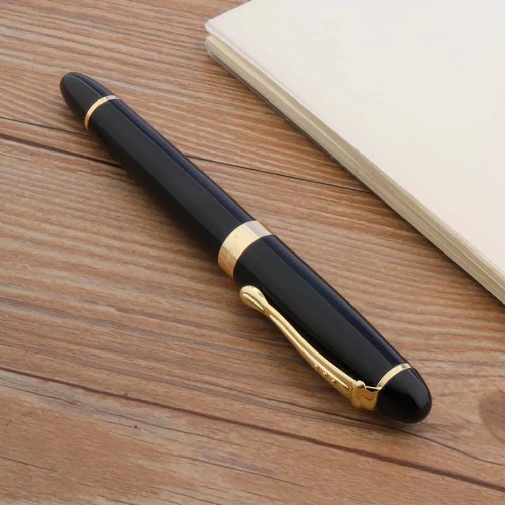 Черная металлическая перьевая ручка JINHAO 450 с золотым зажимом и средним