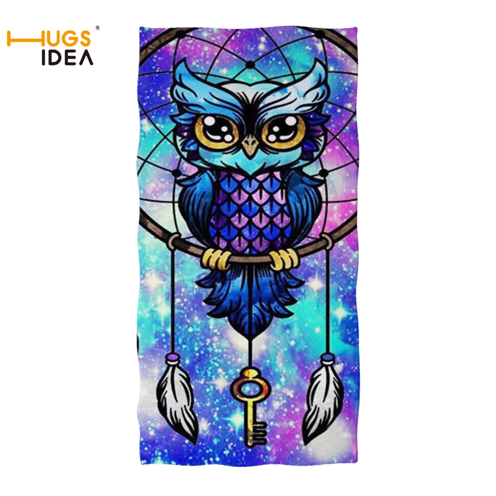 

HUGSIDEA Warmer Soft Cotton Towel For Yoga Gym Sweet Dream Owl Brand Design Females Kids Travel Beach Towels Microfiber Blanket