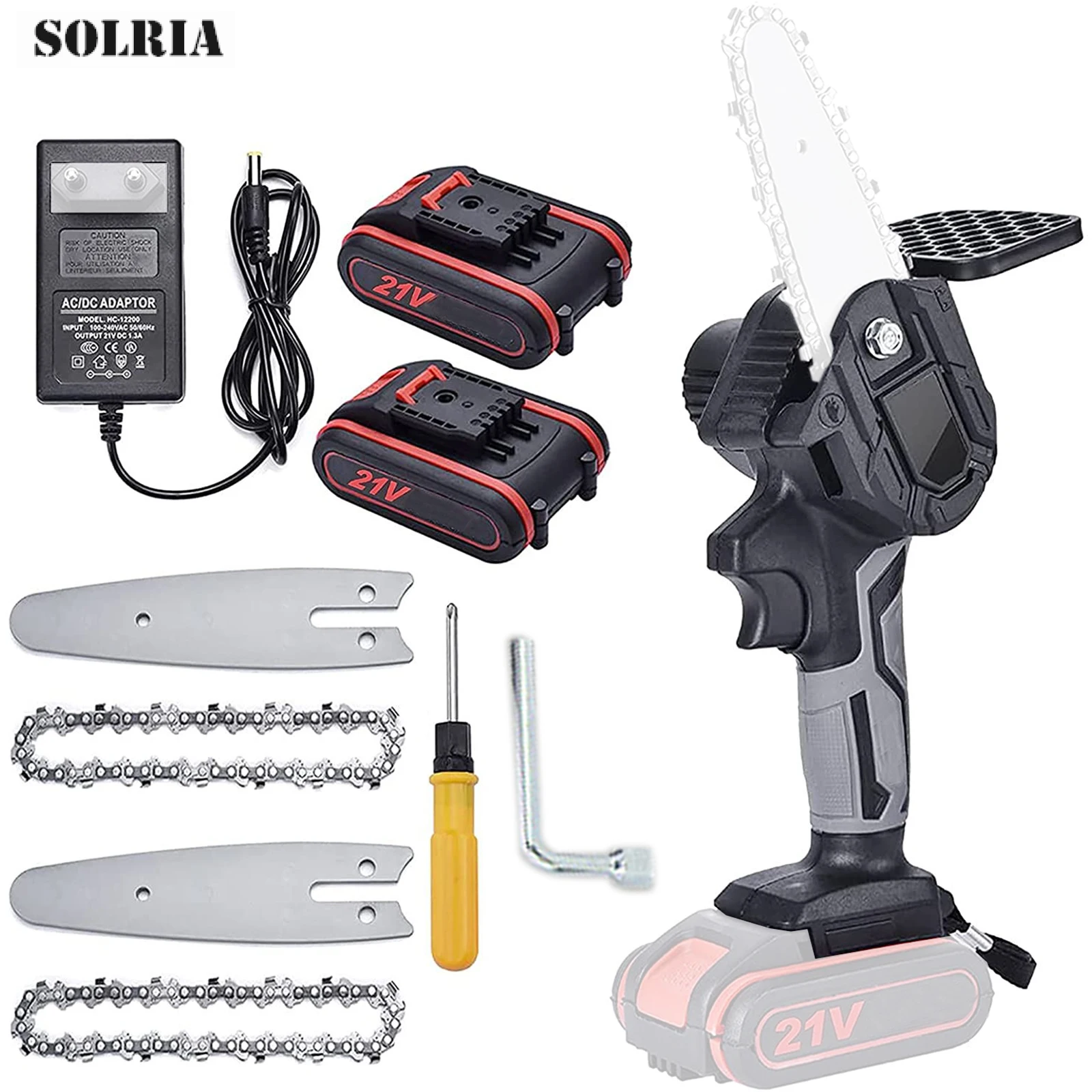 

Rechargeable Cordless Electric Chain Saw with 2 Electric 1 Charge 21V Single Hand Saw Logging Saw 4 Inch Pruning Saw Garden Tool