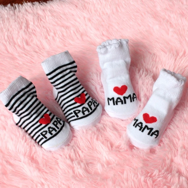 1 Pair Cotton Baby Socks Girl Boys Rubber Anti Slip Floor Cartoon Love MAMA PAPA Kids Toddlers Autumn Spring Newborn Infant Gift | Детская