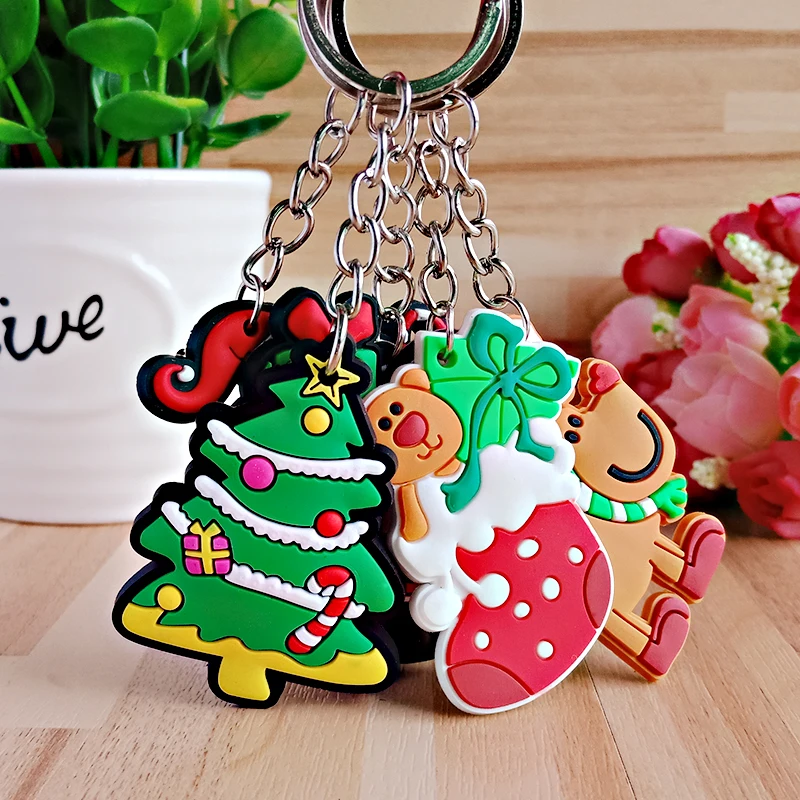 Новинка 2019 лидер продаж брелки из ПВХ в виде Санта Клауса/саней/оленя/дерева