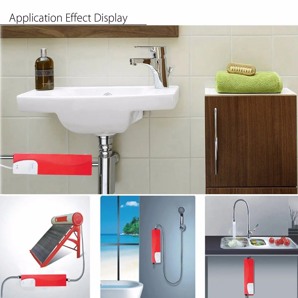 

Electric water heater instant heating kitchen bathroom sink plug and play shower water heater