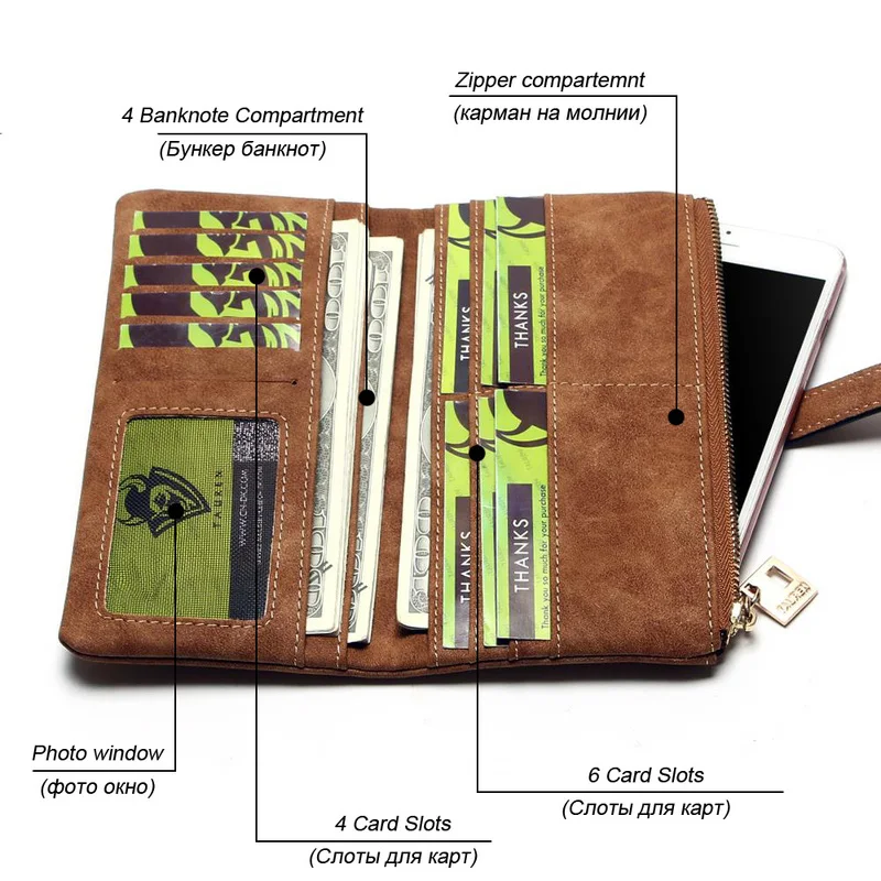 

Women Wallets Drawstring Nubuck Leather Zipper Wallet Women's Long Design Purse Two Fold More Color Clutch bolsa feminina