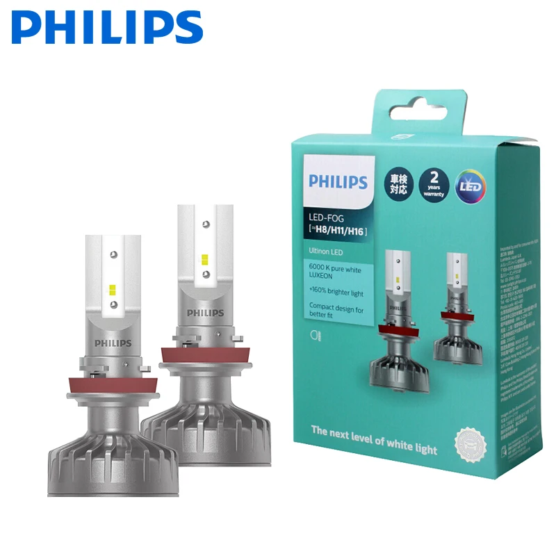Philips LED H4 H7 H8 H11 H16 HB2 9003 Ultinon 6000K холодный синий белый свет + 160% ярче Автомобильная