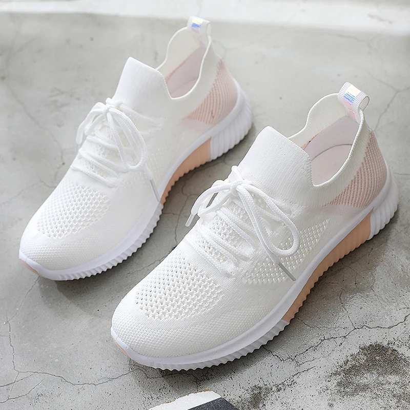 

Mesh Sneakers Women Summer Light Breathable Lace-Up Flats Casual Female Running Sport Shoes Zapatos De Mujer 2021