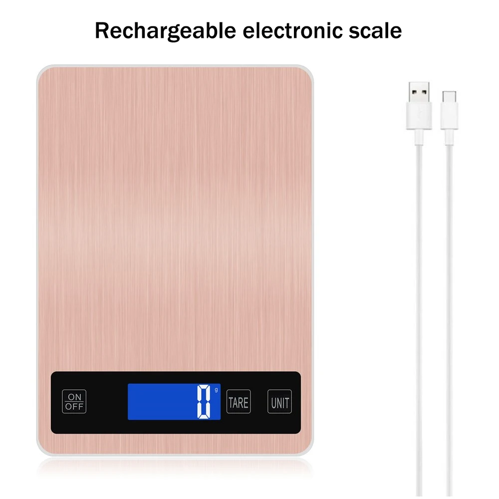 

Electronic USB Kitchen Scale Digital Food Scale Stainless Steel Weighing Scale LCD High Precision Measuring Tools 10kg 5kg