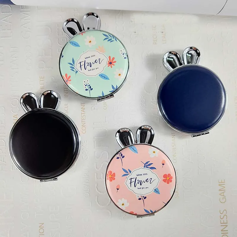 Карманное двухстороннее зеркало с цветочным узором для женщин и девушек