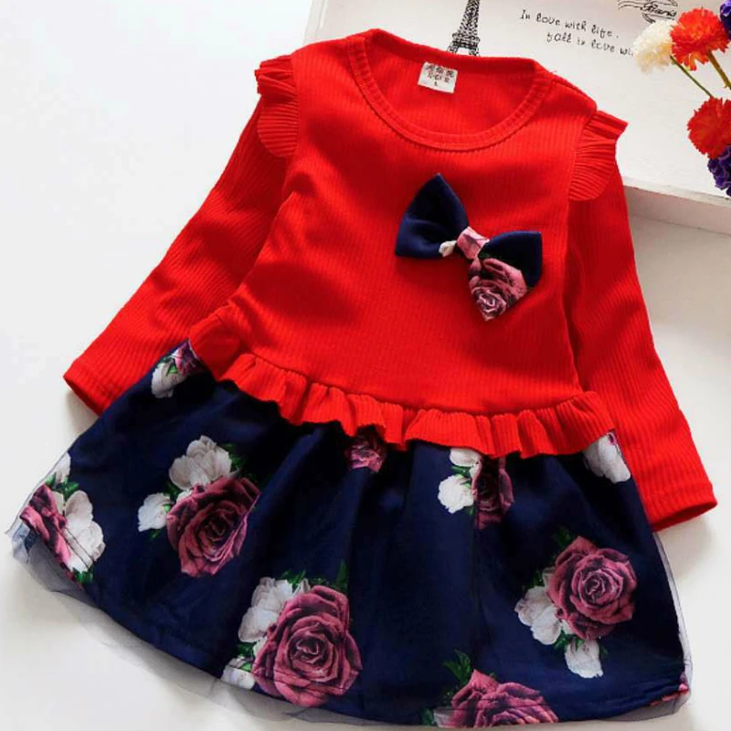 Платье для девочек весенне-осенняя одежда хлопковое Модное детское Сетчатое