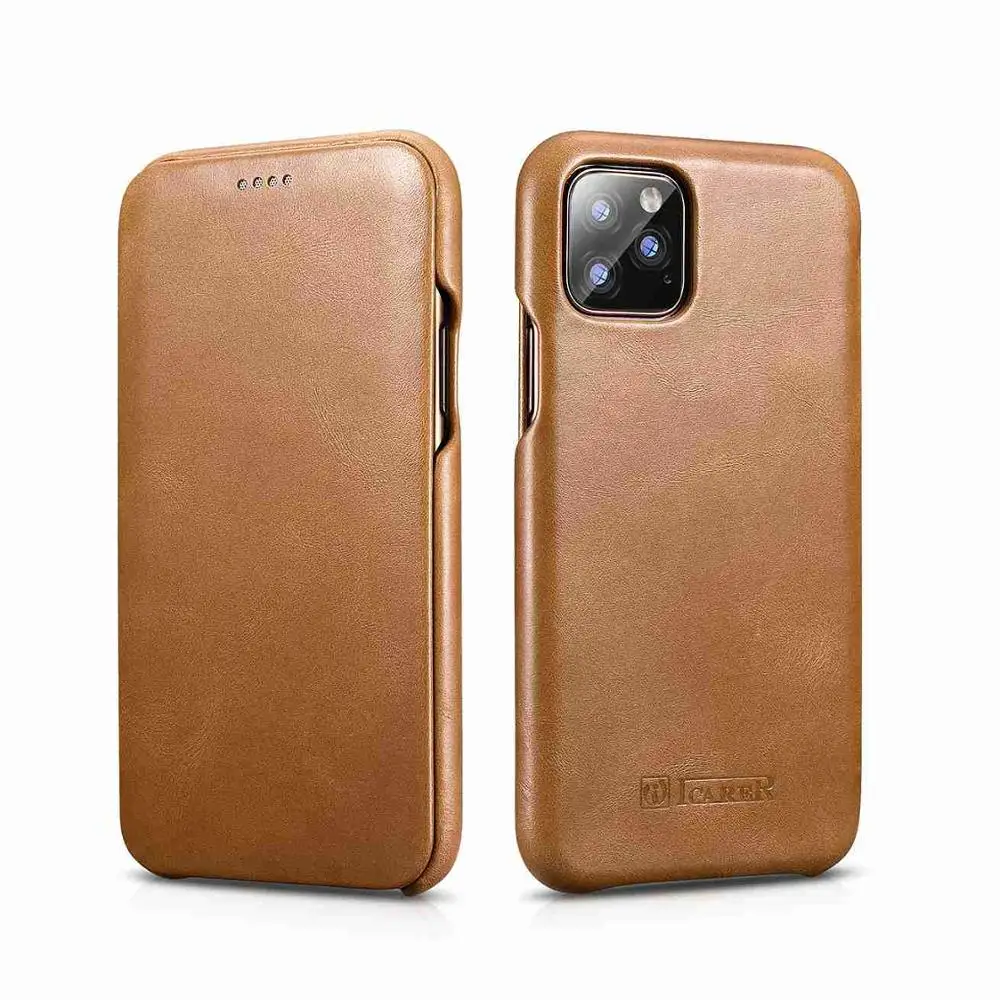 Хаки ICARER флип-чехол для iPhone 11Pro Max из натуральной кожи бизнес-книга Защитная крышка для Apple iPhone 11 бренд - Цвет: Хаки