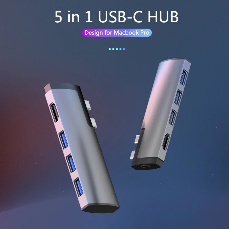 5 в 1 Usb C к адаптеру Hub Type адаптер с 3 0 портом 4K Hdmi для Pro 2018/2017/2016|Сетевые