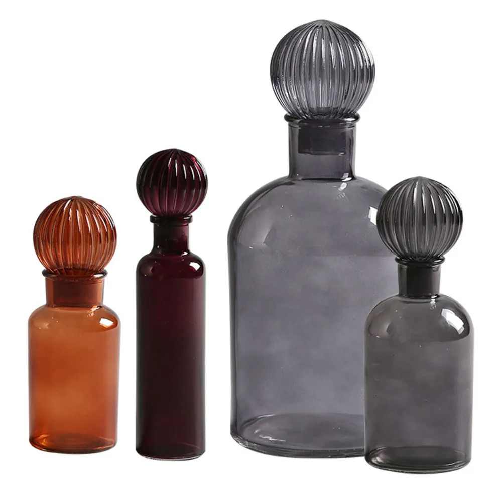 

1Pc Colorful Inkject Glass Jar with Lid Creative Inkject Glass Crafts Simplicity Modern Household Decoration (Claret)