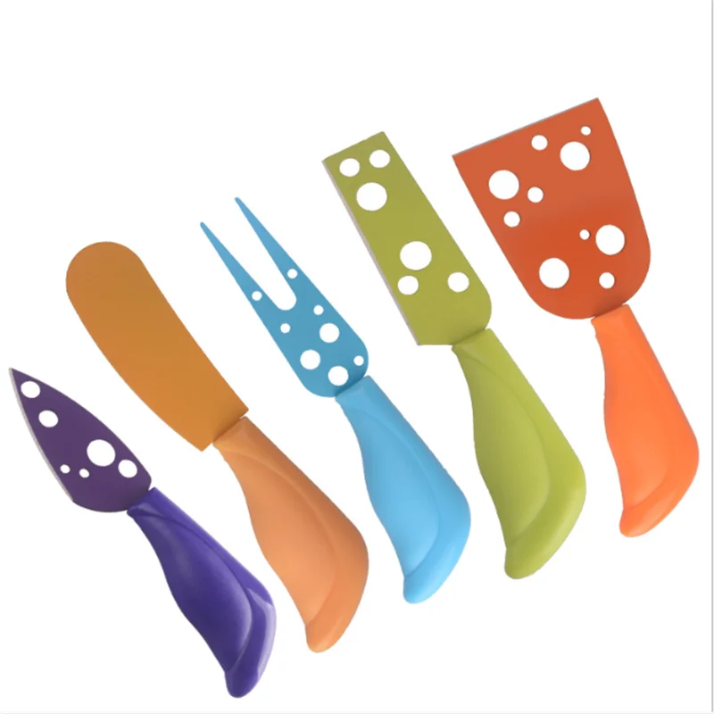 5 шт Красочный сыр Ножи комплект Нержавеющая сталь вилка Аксессуары для выпечки