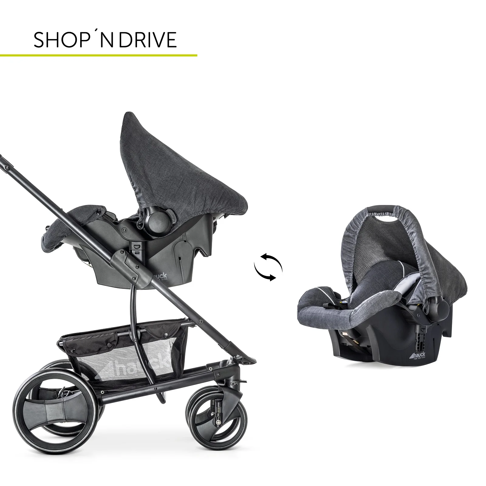 Коляска Hauck 3в1 Pacific 4 Shop n Drive caviar|Четырехколесная коляска| |