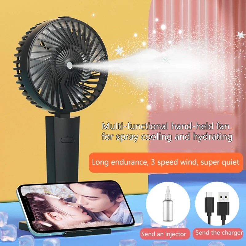 Портативный портативный вентилятор с светодиодный &amp распыления воды