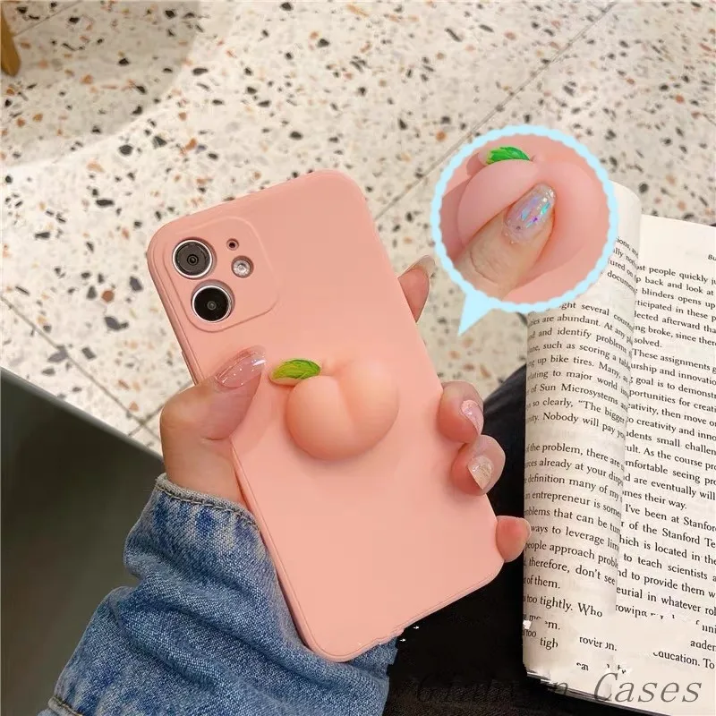 

Pinch music decompress peaches Liquid Silicone Case For iPhone 11 12 Pro X XR XS MAX 8 8plus 6S 7 Plus Mini 13 Pro Phone Cover
